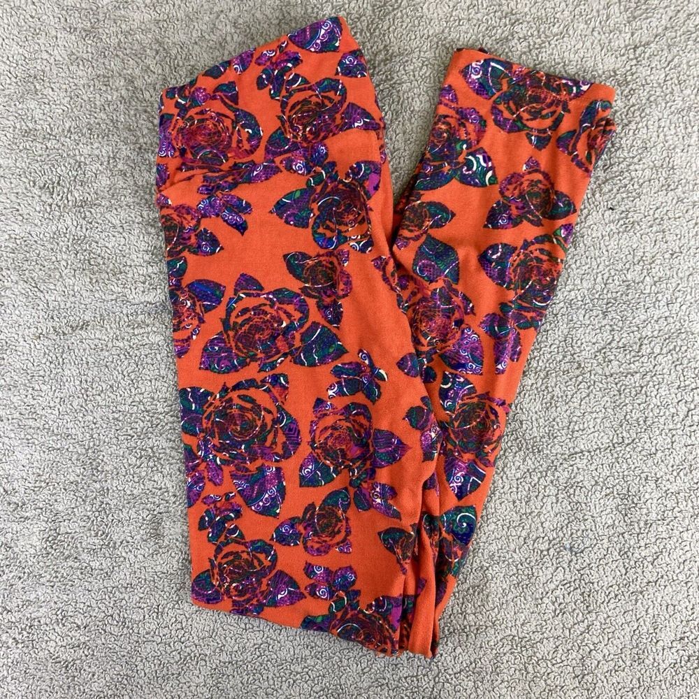 LuLaRoe OS Floral Abstract‎ Leggings EUC